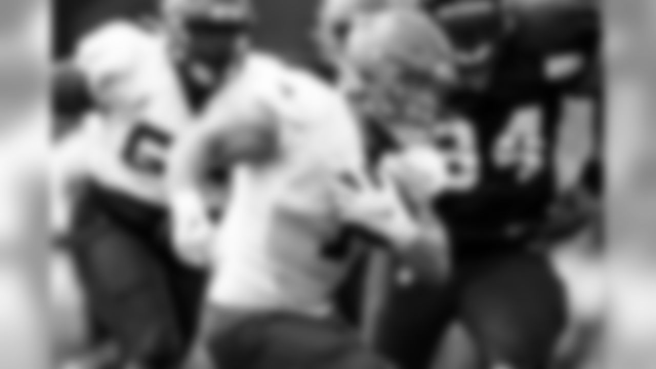 Running Back A.J. Ouellette (1) during the eighteenth day of camp on August 20, 2019.