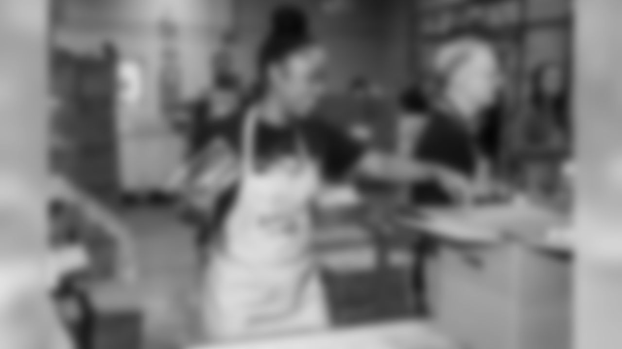 Browns players, members of the Browns Women's Organization and Vitamix representatives joined the Greater Cleveland Food Bank to package meals for local shelters before Thanksgiving