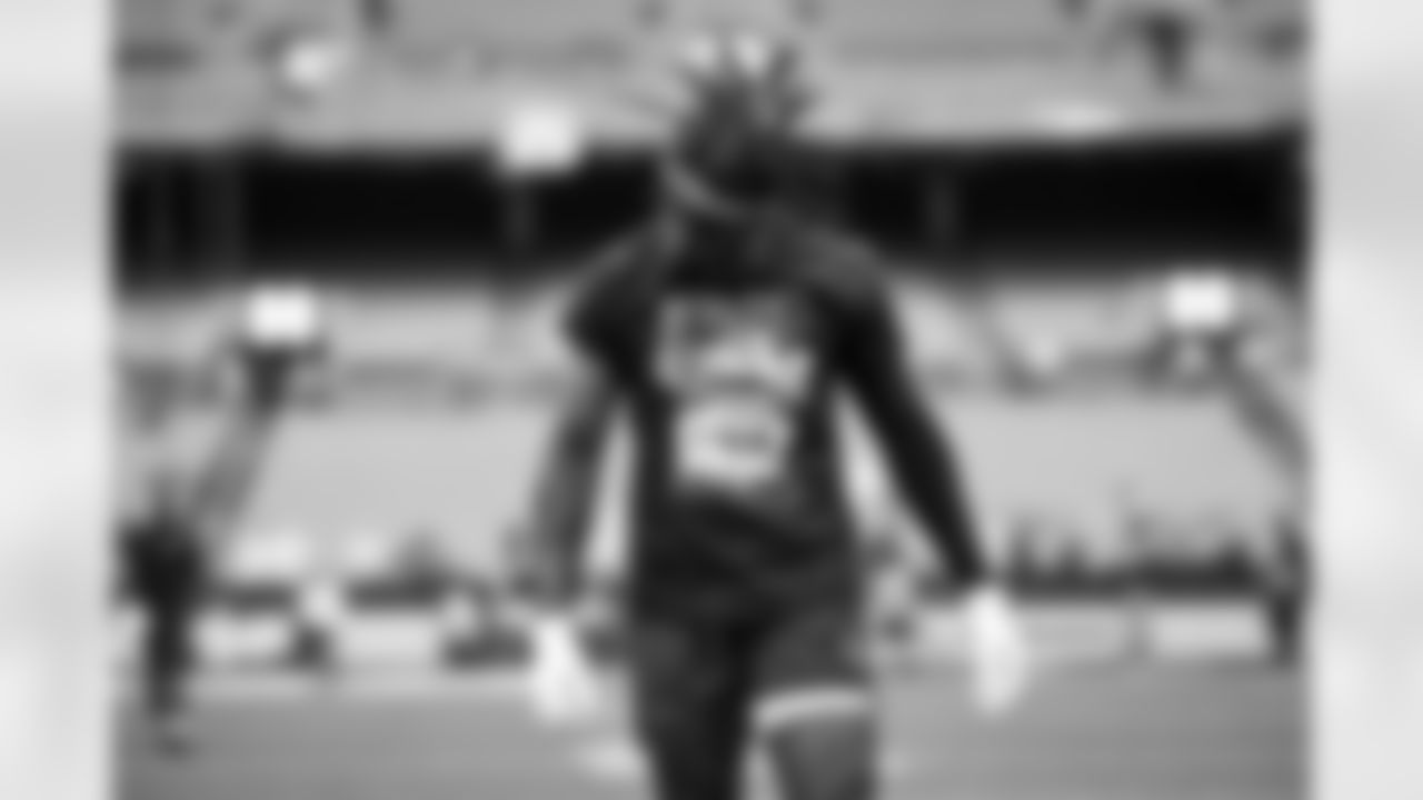 Wide receiver Marquise Goodwin (3) before a NFL football game between the Cincinnati Bengals and Cleveland Browns on September 10, 2023 at Cleveland Browns Stadium.