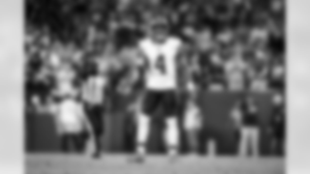Quarterback Deshaun Watson (4) during a preseason NFL football game between the Washington Commanders and Cleveland Browns on August 11, 2023 at Cleveland Browns Stadium.