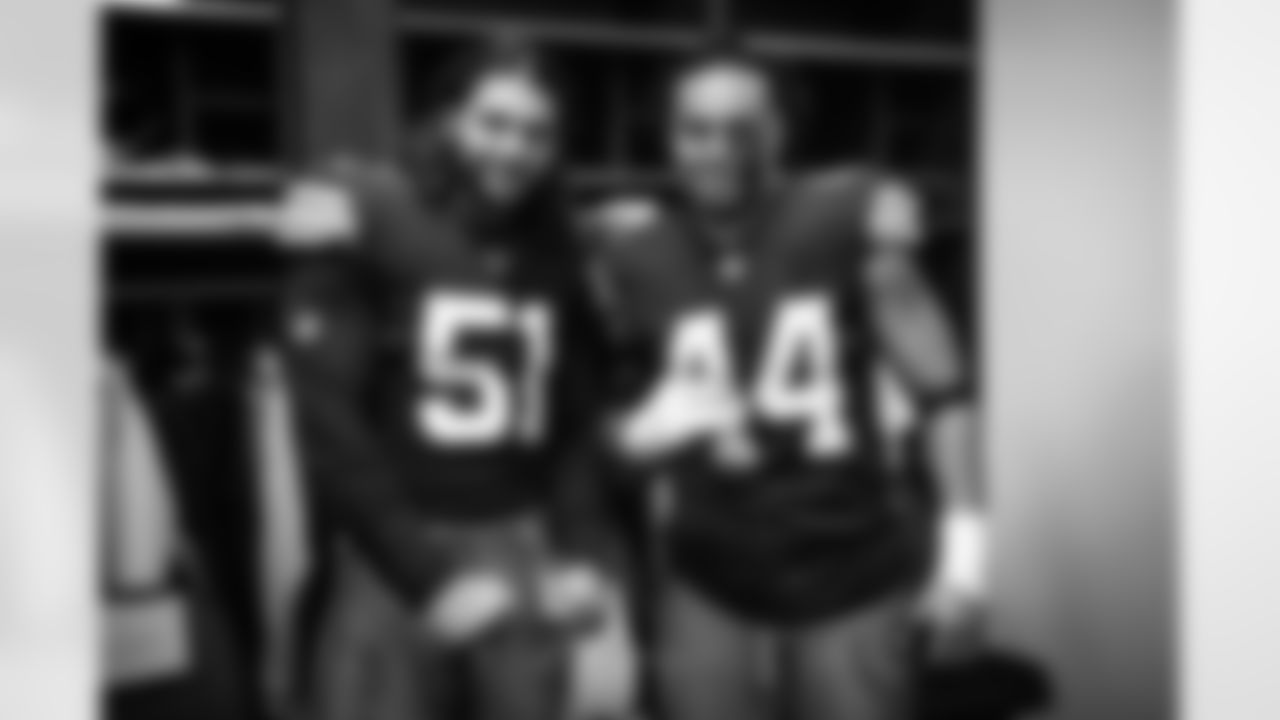 Linebacker Jordan Kunaszyk (51) and Linebacker Sione Takitaki (44) after a NFL football game between the Cincinnati Bengals and Cleveland Browns on Monday Night Football on October 31, 2022 at FirstEnergy Stadium. The Browns won 13-32.