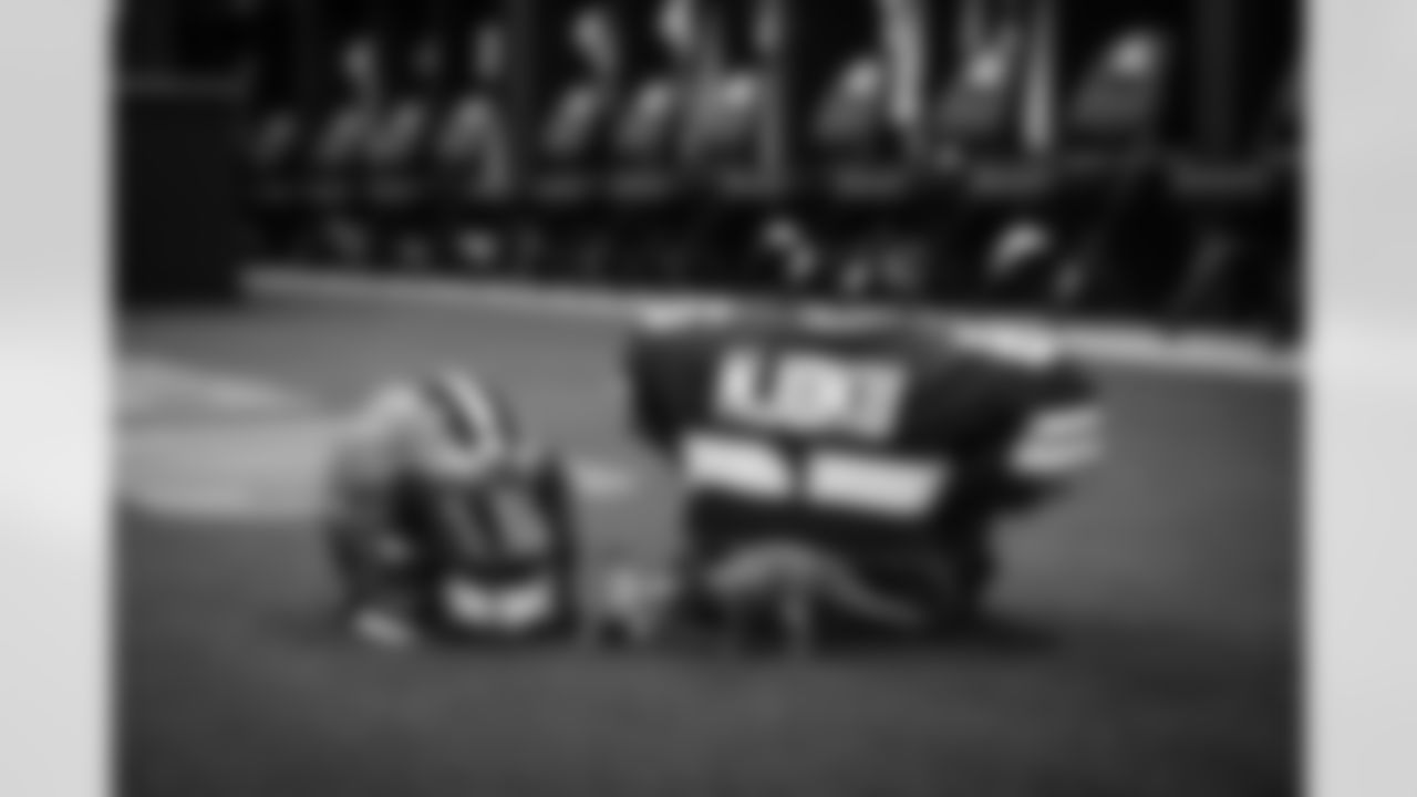 Tight end David Njoku's pads before a NFL football game between the New England Patriots and Cleveland Browns on on October 16, 2022 at FirstEnergy Stadium.