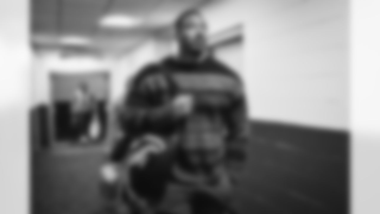 Defensive end Myles Garrett (95) arrives at the stadium before a NFL football game between the Cleveland Browns and Washington Commanders on January 1, 2023 at FedEx Field.