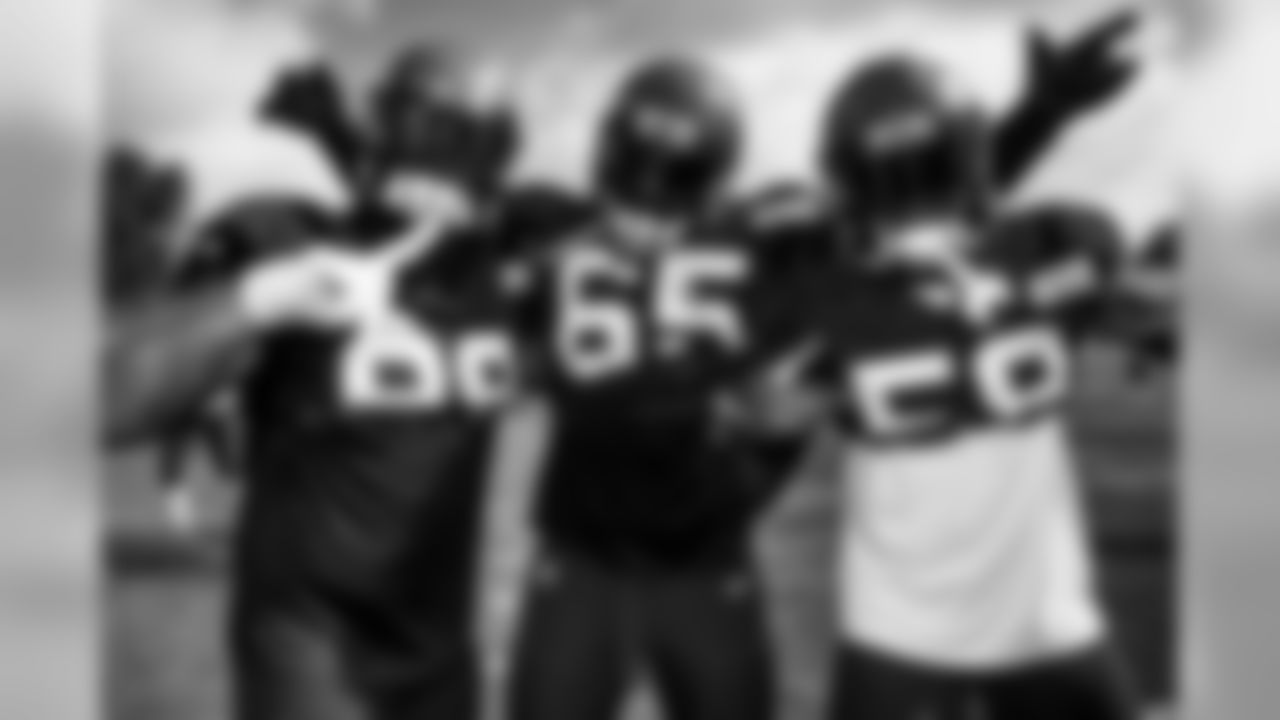 Defensive tackle Sheldon Richardson (98), Defensive tackle Larry Ogunjobi (65) and Linebacker Christian Kirksey (58) during the sixth day of training camp on July 31, 2019.