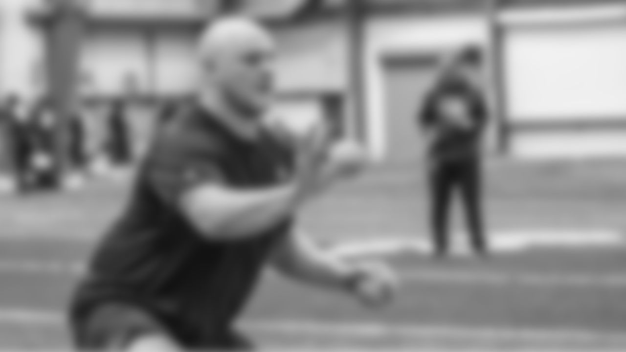 Local prospects participate during the Browns' local pro day on Friday in Berea.