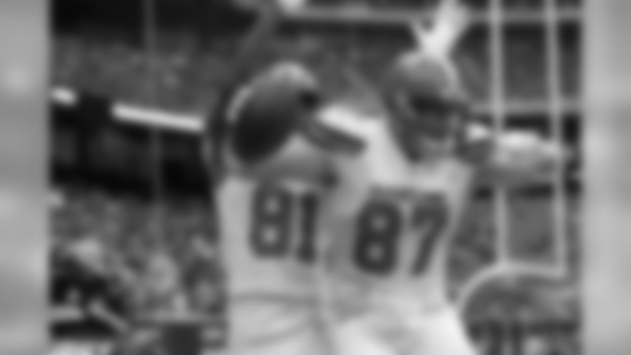TE Seth DeValve celebrates a touchdown with WR Rashard Higgins.