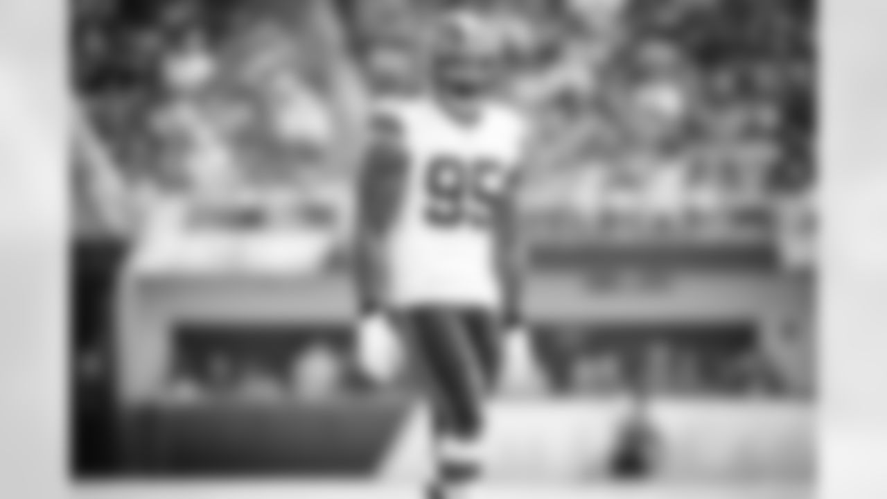 Defensive end Myles Garrett (95) during a NFL football game between the Cleveland Browns and Minnesota Vikings on October 3, 2021 at US Bank Stadium. The Browns won 14-7.