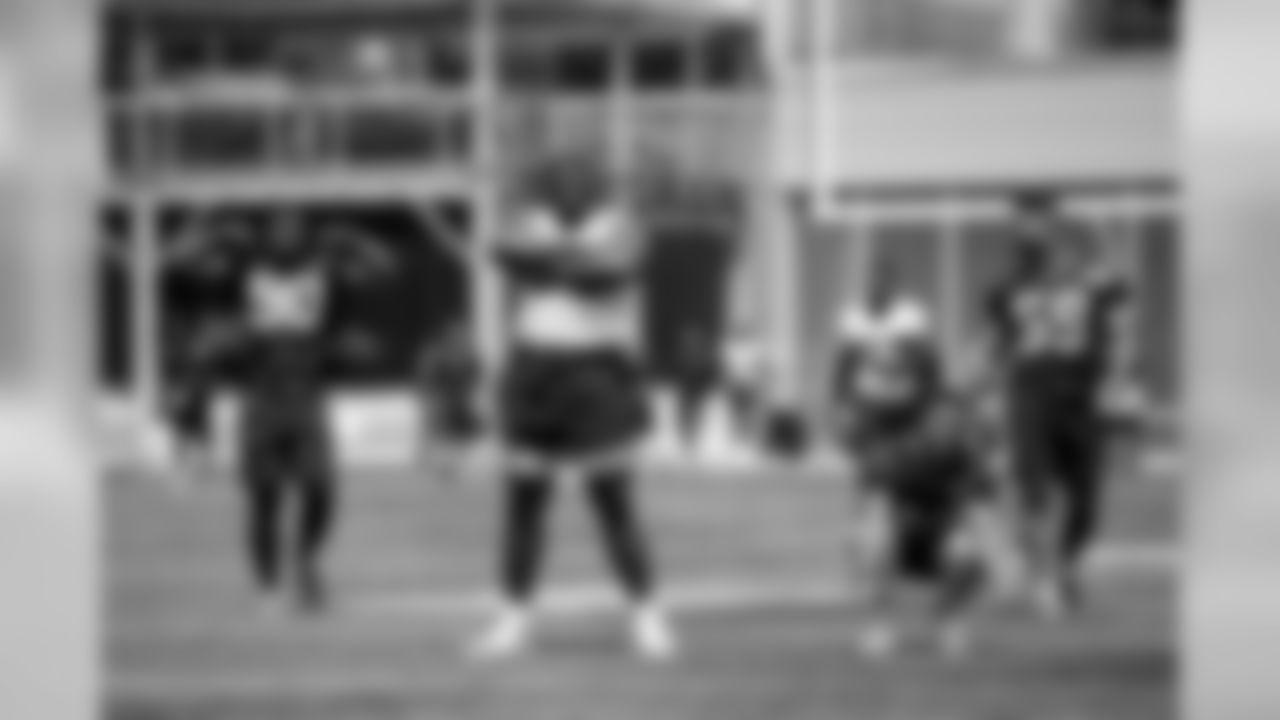 Linebacker Anthony Stubbs (90), Center Willie Wright (66) and Safety J.T. Hassell (49) during a conditioning test on July 24, 2019.
