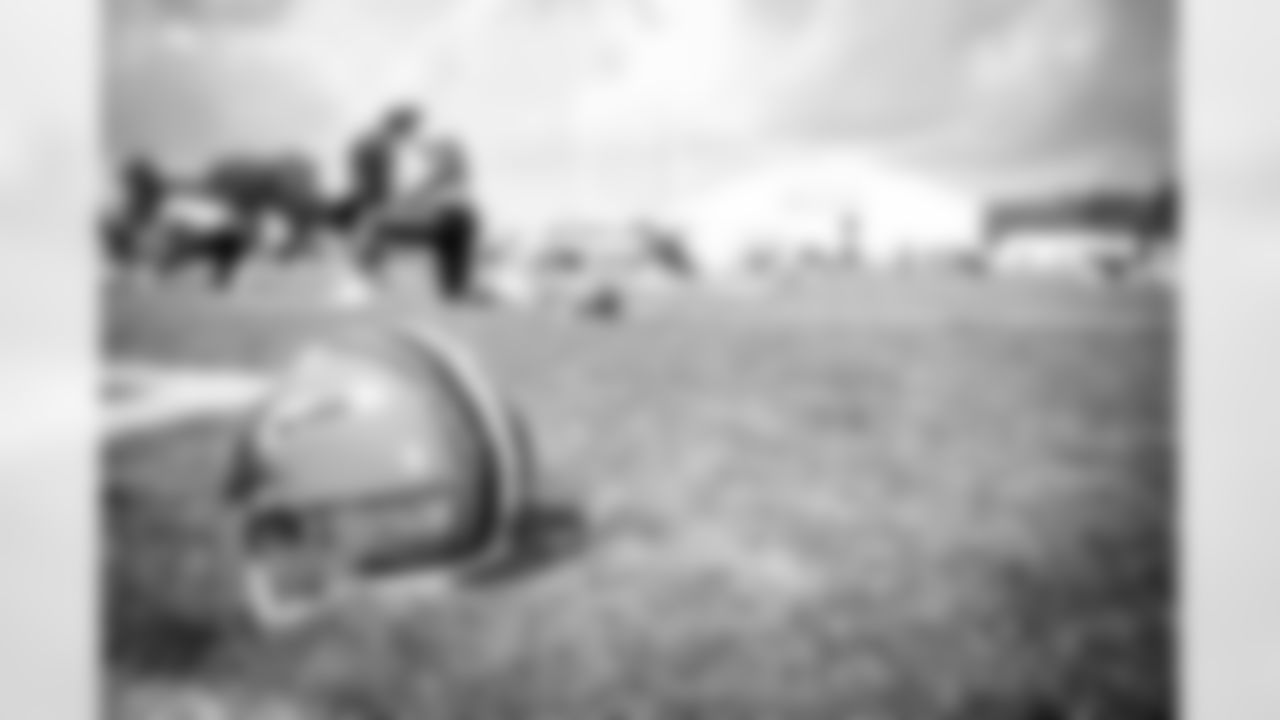 A helmet during practice on August 27, 2020