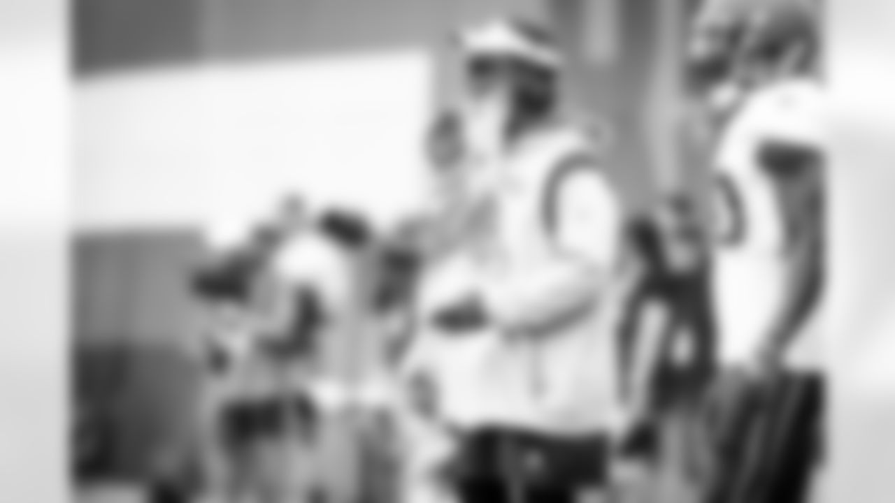 Running Back Coach Stump Mitchell during the eleventh day of training camp on August 10, 2021.