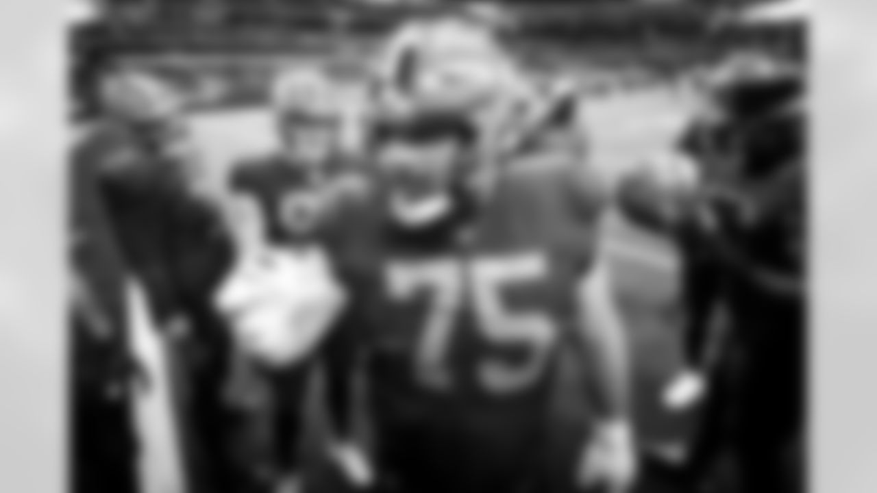 Offensive guard Joel Bitonio (75) before a NFL football game between the Cleveland Browns and Dallas Cowboys on October 4, 2020 at AT&T Stadium. The Browns won 49 - 38.