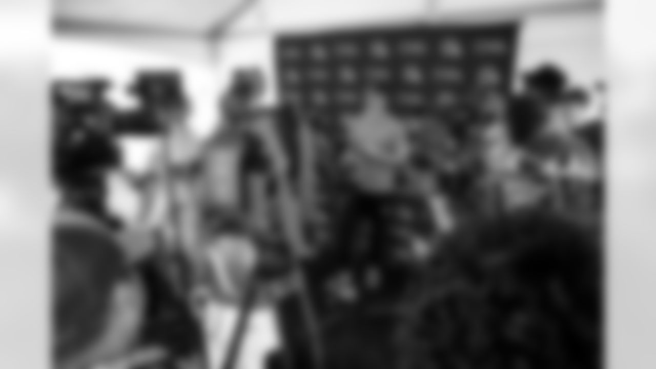 Head Coach Kevin Stefanski speaks to the media before Phase II Fieldwork at The Greenbrier on July 23, 2023.