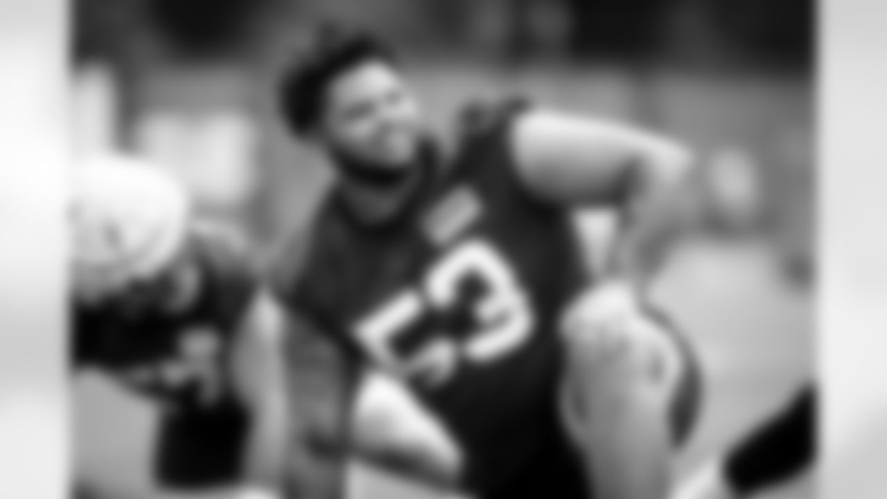 Center Nick Harris (53) during the second day of training camp at CrossCountry Mortgage Campus on July 28, 2022.