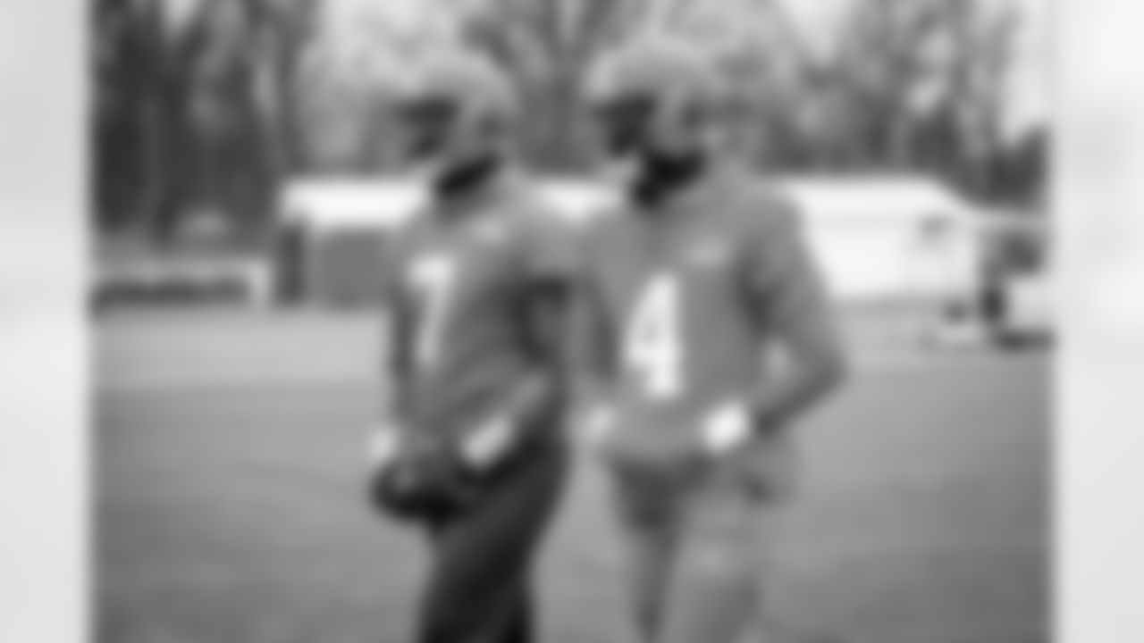 Quarterback Deshaun Watson (4) and Quarterback Jacoby Brissett (7) during practice at CrossCountry Mortgage Campus on January 6, 2023.
