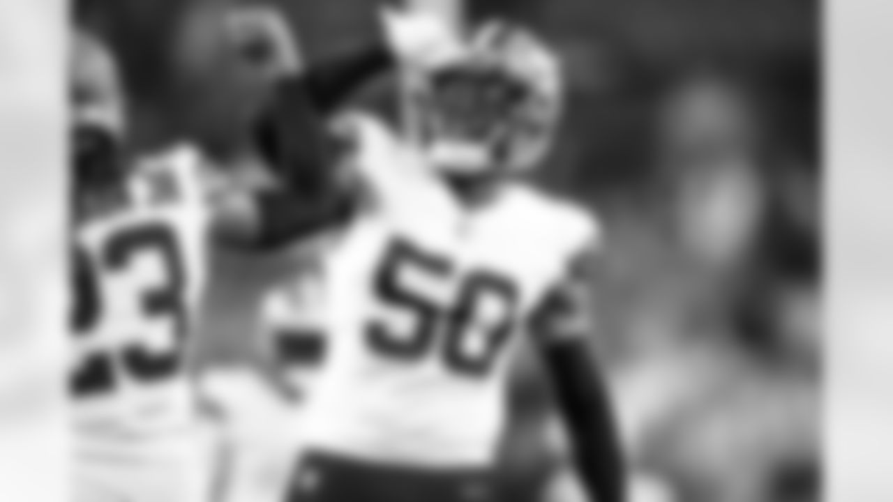 Linebacker Jacob Phillips (50) during a preseason NFL football game between the Washington Commanders and Cleveland Browns on August 11, 2023 at Cleveland Browns Stadium.