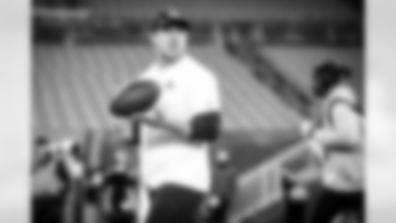 Quarterback Case Keenum (5) before a NFL football game between the Denver Broncos and Cleveland Browns on Thursday Night Football on October 21, 2021 at FirstEnergy Stadium. The Browns won 17-14.