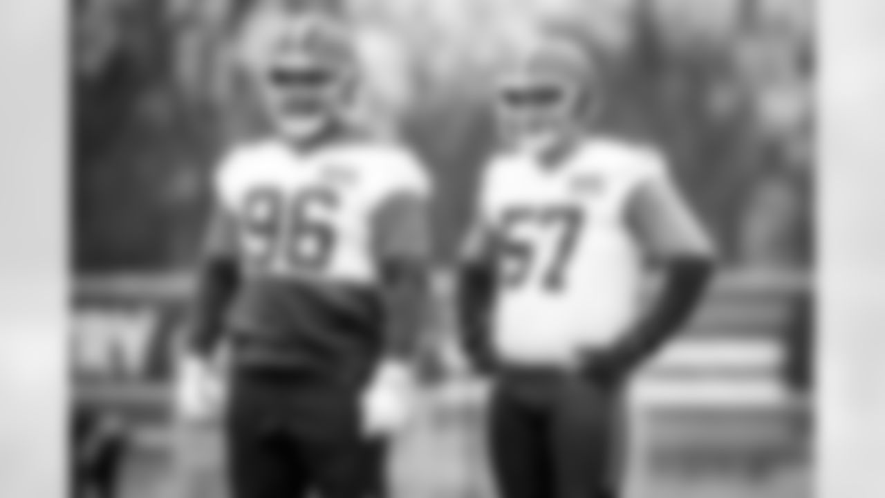 Defensive tackle Jordan Elliott (96) and Defensive tackle Ben Stille (57) during practice at CrossCountry Mortgage Campus on December 14, 2022.