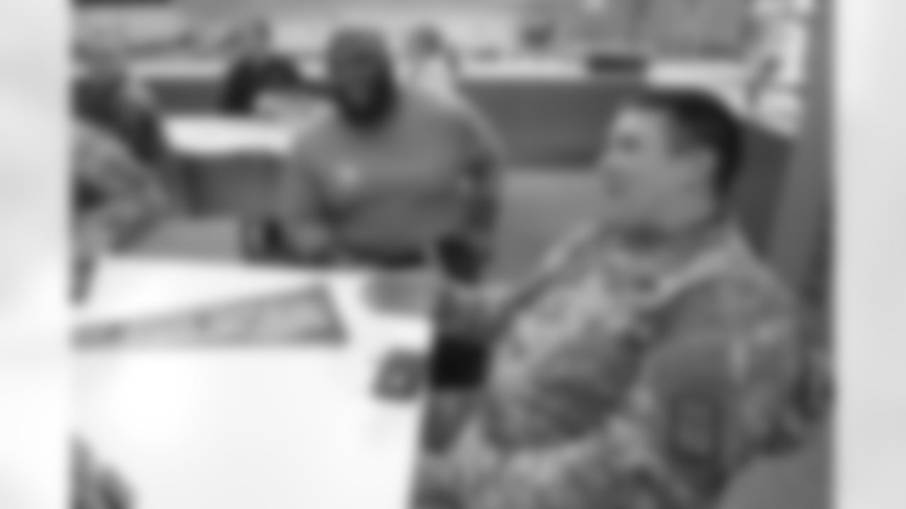 More than 75 active military members and veterans visited the Browns' team facility in Berea on Wednesday.