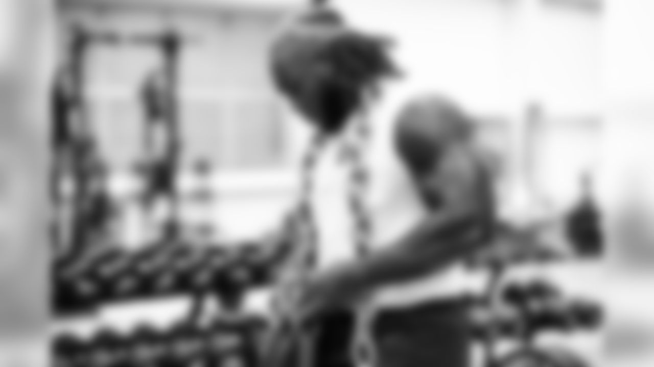 Defensive tackle Larry Ogunjobi (65) during workouts on August 7, 2020