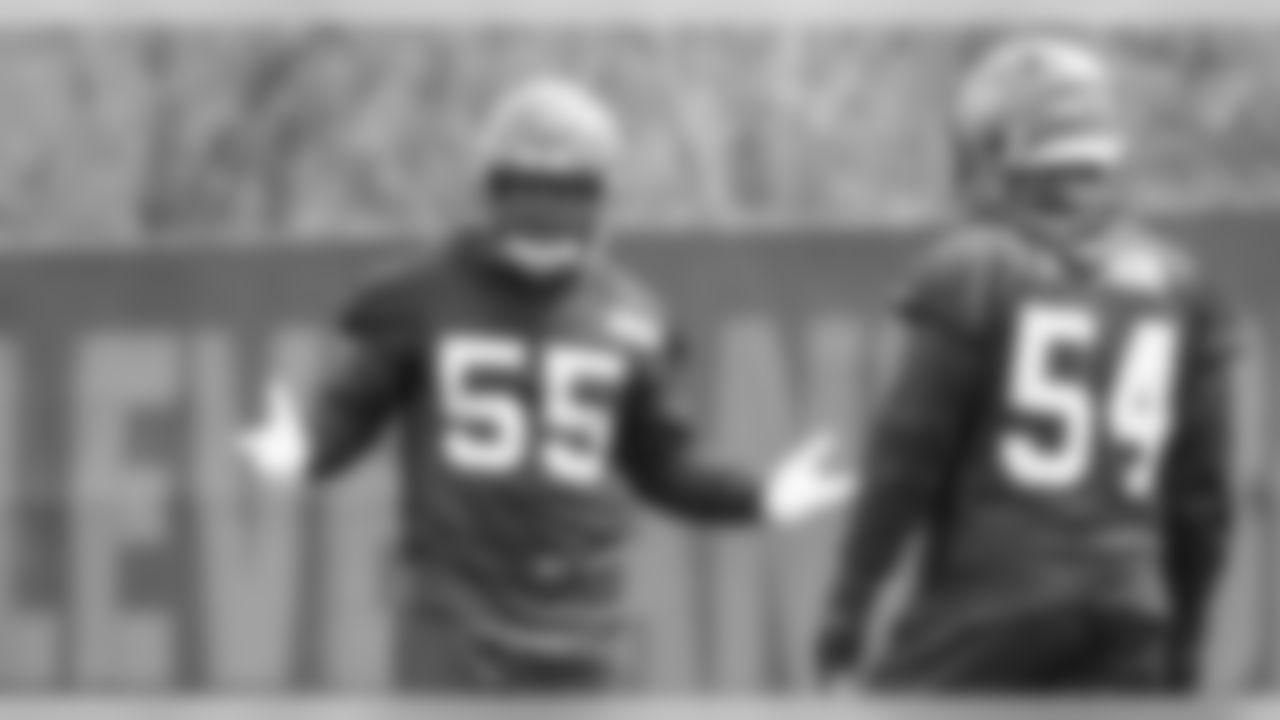 Browns linebacker Genard Avery shrugs for the camera during minicamp practice Wednesday in Berea.