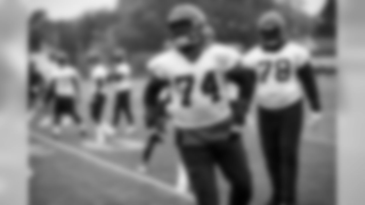 Offensive tackle Chris Hubbard (74) during the eighth practice of OTAs on May 29, 2019.