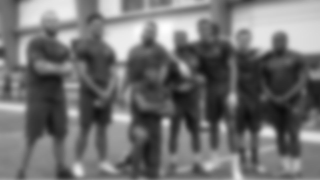 Prospects pose for photos at the conclusion of Friday's local pro day in Berea.