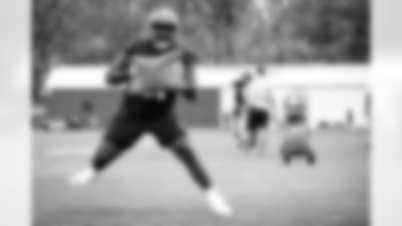 Offensive lineman Robert Mitchell (61) during practice on the first day of Rookie Minicamp at CrossCountry Mortgage Campus on May 12, 2023.