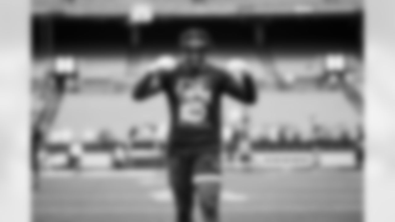 Wide receiver Marquise Goodwin (3) before a NFL football game between the Cincinnati Bengals and Cleveland Browns on September 10, 2023 at Cleveland Browns Stadium.