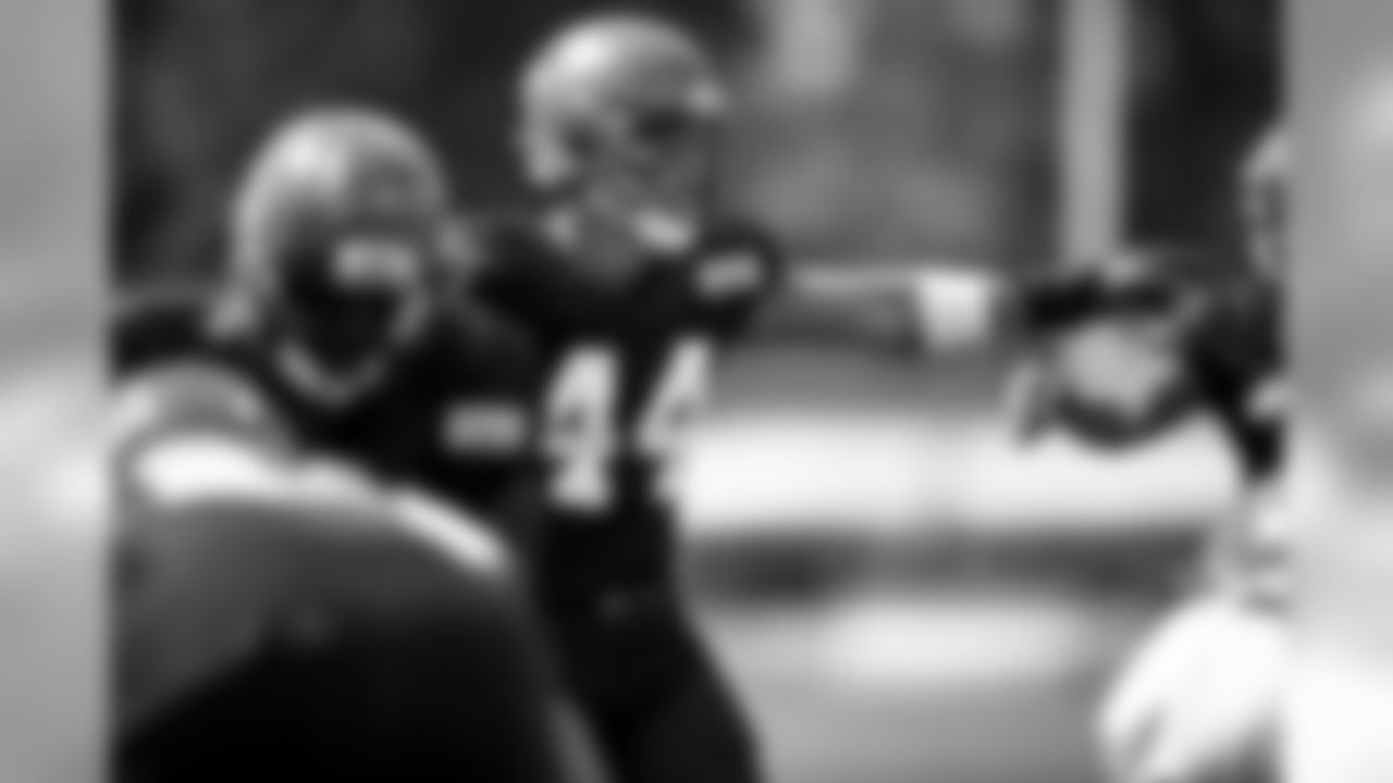 Linebacker Sione Takitaki (44) during the eleventh day of training camp on August 5, 2019.