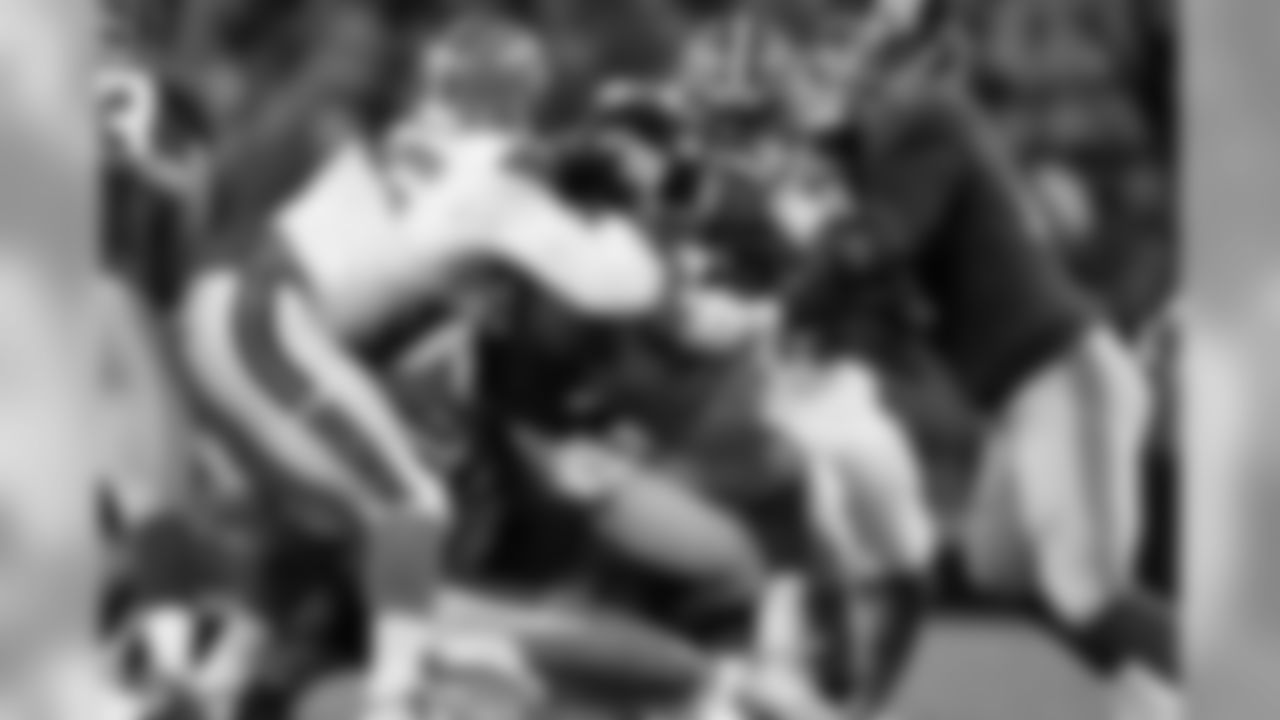 The Browns defense makes a tackle.