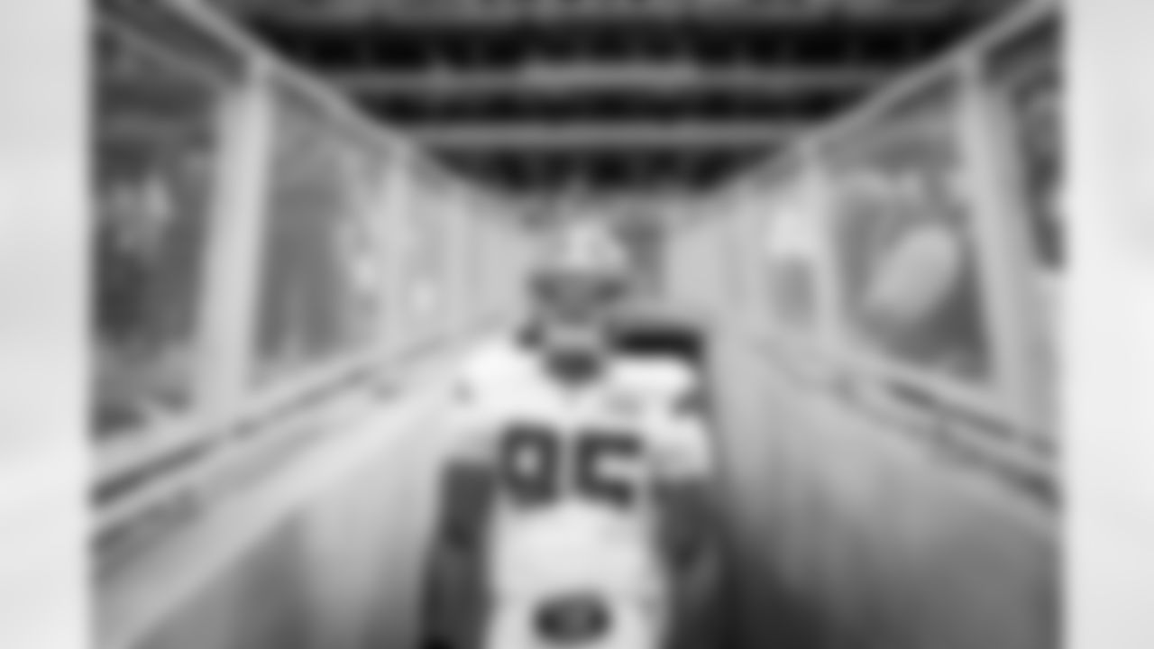 Defensive end Myles Garrett (95) before a NFL football game between the Cleveland Browns and Green Bay Packers on December 25, 2021 at Lambeau Field. The Browns lost 22-24.
