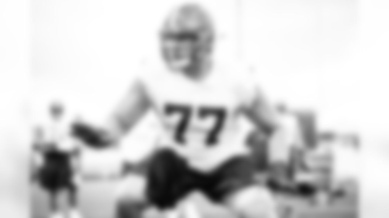 Offensive guard Wyatt Teller (77) during the fifteenth day of training camp on August 18, 2021.