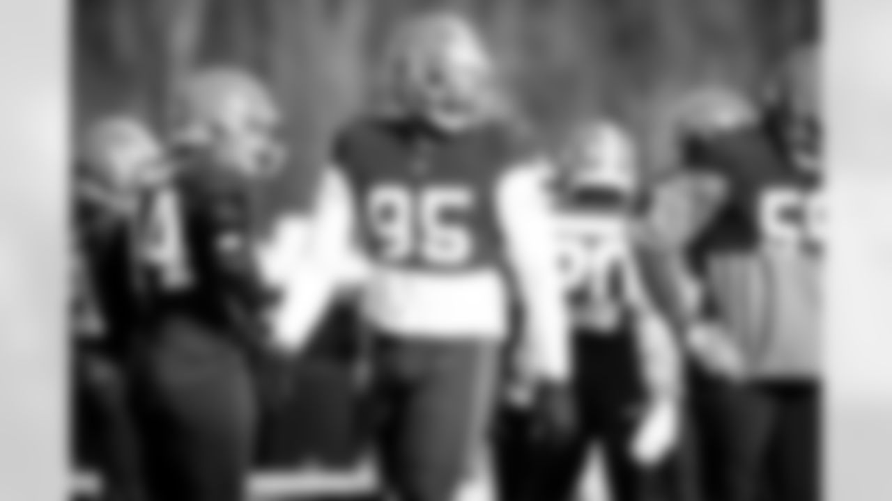 Defensive end Myles Garrett (95) during practice on November 24, 2021.