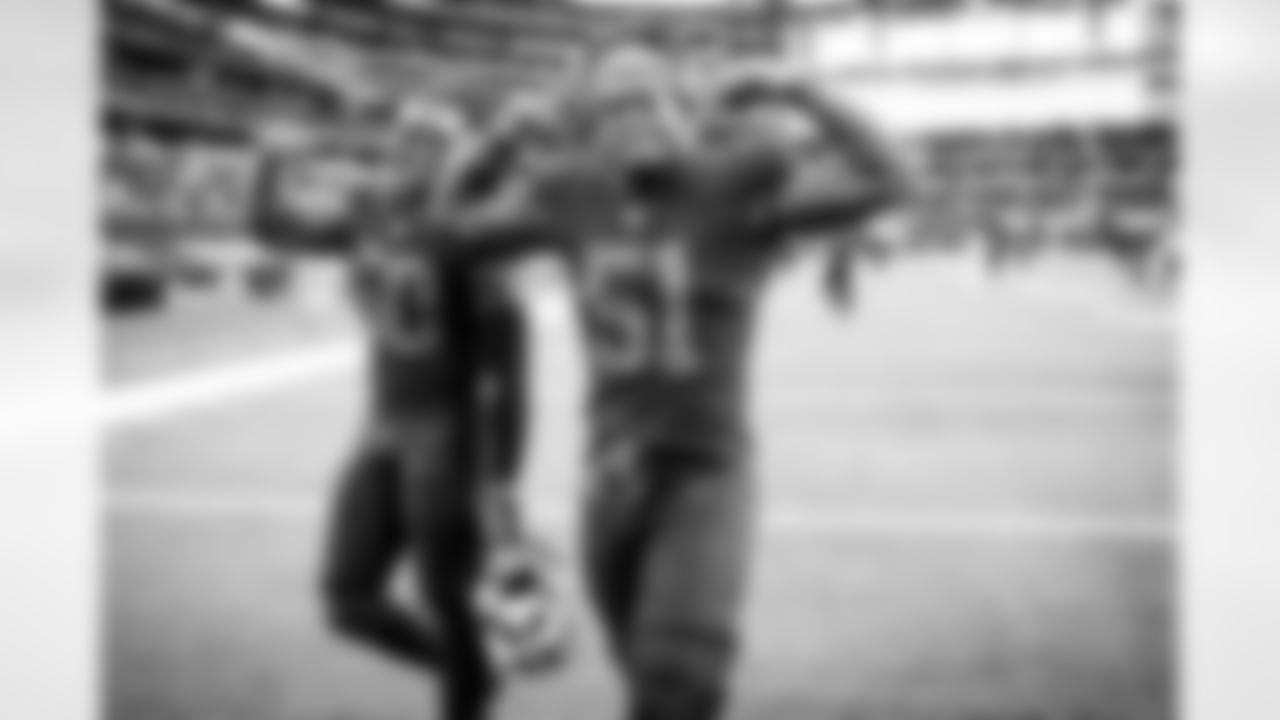 Linebacker Mack Wilson (51) and Linebacker Jacob Phillips (50) after a NFL football game between the Cleveland Browns and Dallas Cowboys on October 4, 2020 at AT&T Stadium. The Browns won 49 - 38.
