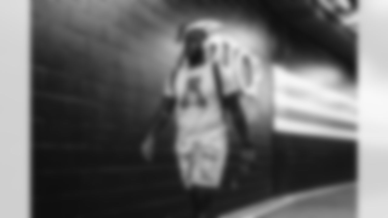 Defensive end Isaiah Thomas (58) arrive at the stadium before a NFL football game between the New England Patriots and Cleveland Browns on October 16, 2022 at FirstEnergy Stadium.