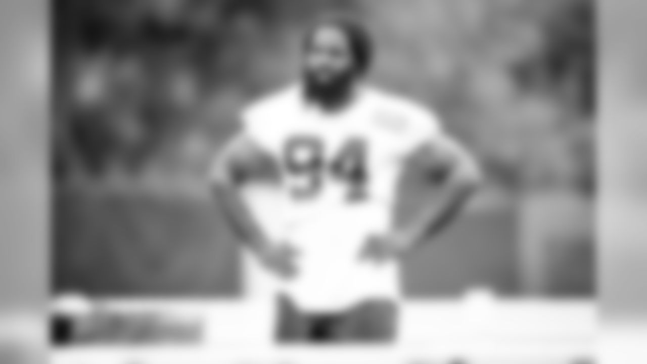Defensive end Adrian Clayborn (94) during workouts on August 4, 2020