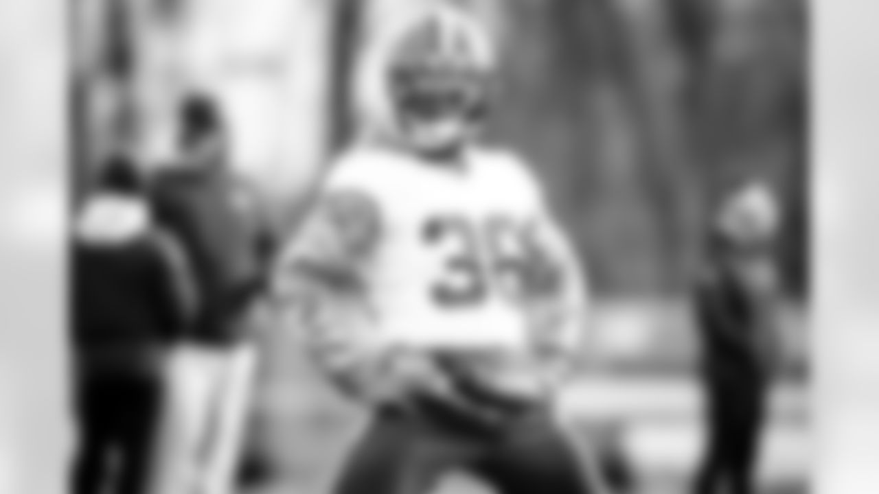 Cornerback M.J. Stewart Jr. (36) during practice on December 8, 2021.