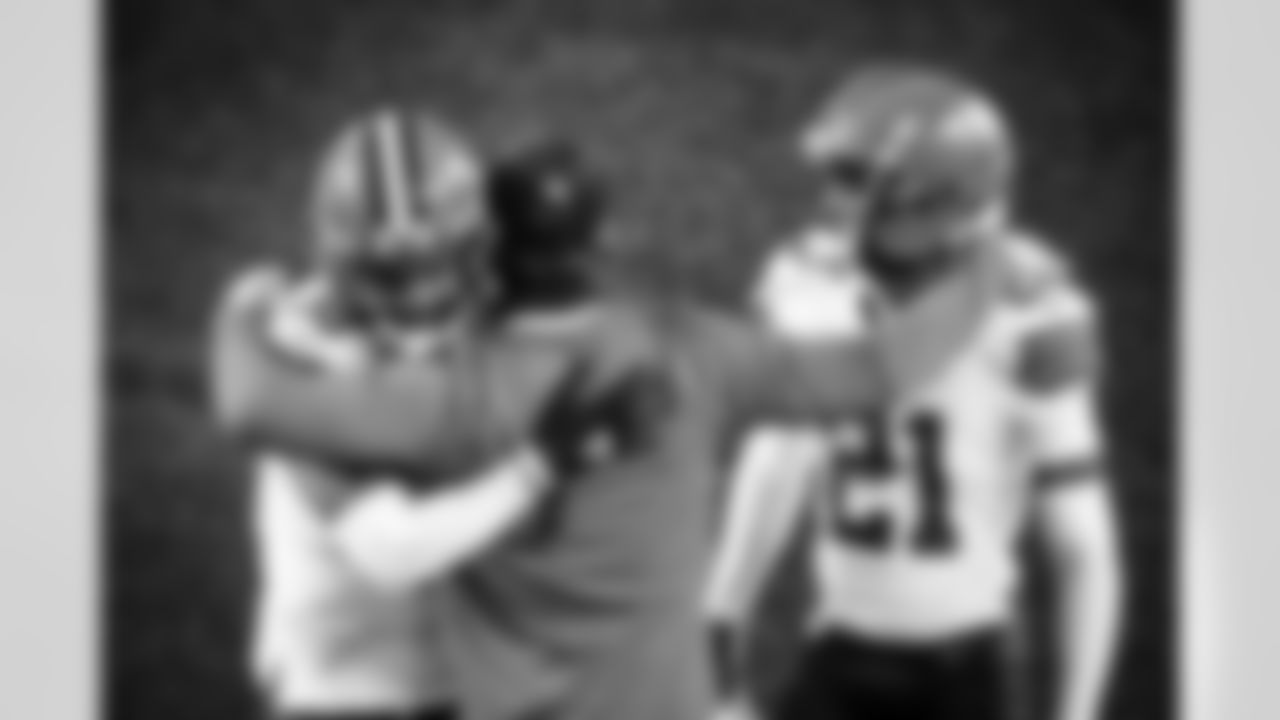 Cornerback M.J. Stewart Jr. (36), Defensive Backs Coach Jeff Howard and Cornerback Denzel Ward (21) during a NFL football game between the Cleveland Browns and New York Giants on December 20, 2020 on Sunday Night Football at MetLife Stadium. The Browns won 20-6.