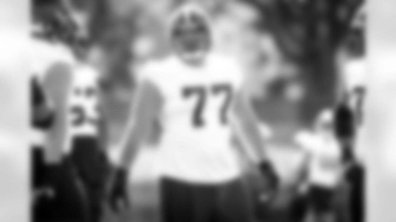 Offensive guard Wyatt Teller (77) during the fifth day of training camp on August 2, 2021.