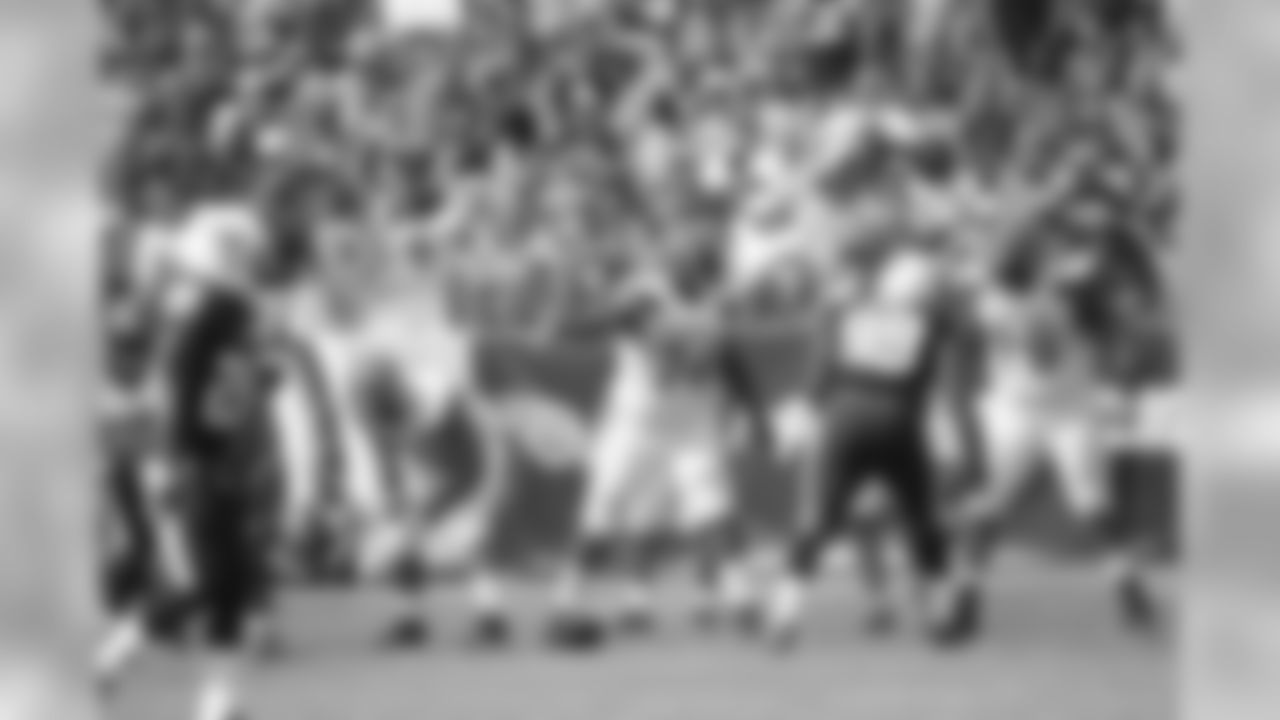 The Browns offense gets ready for a play.