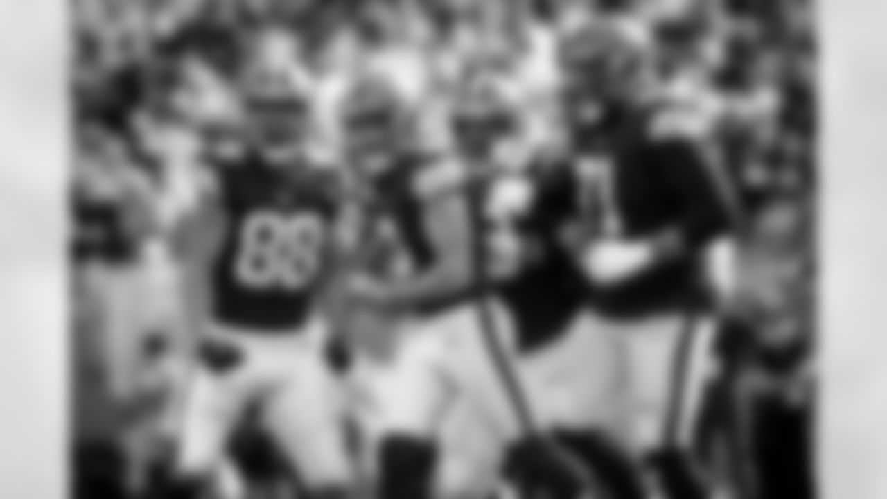 Kicker Cade York (3), Tight end Harrison Bryant (88), Offensive tackle Michael Dunn (68) and Offensive tackle Jedrick Wills Jr. (71) during a NFL football game between the Cleveland Browns and Carolina Panthers on September 11, 2022 at Bank of America Stadium. The Browns won 26-24.