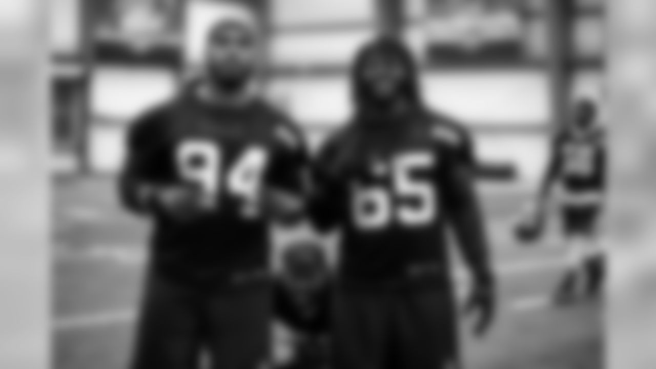 Defensive tackle Carl Davis (94), Linebacker Ray-Ray Armstrong (52) and Defensive tackle Larry Ogunjobi (65) during the second day of minicamp on June 5, 2019.