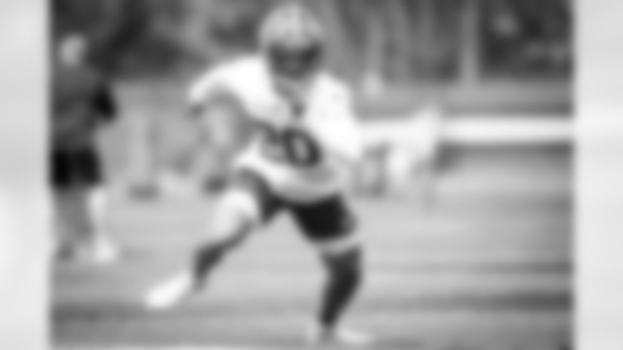 Cornerback Greg Newsome II (20) during the second day of rookie minicamp on May 15, 2021.