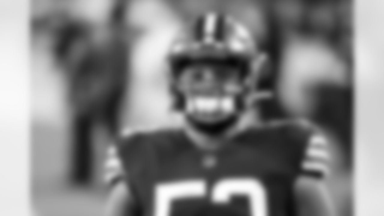 Center Nick Harris (53) before an NFL football game between the Cincinnati Bengals and Cleveland Browns on September 17, 2020 at FirstEnergy Stadium. The Browns won 35-30.