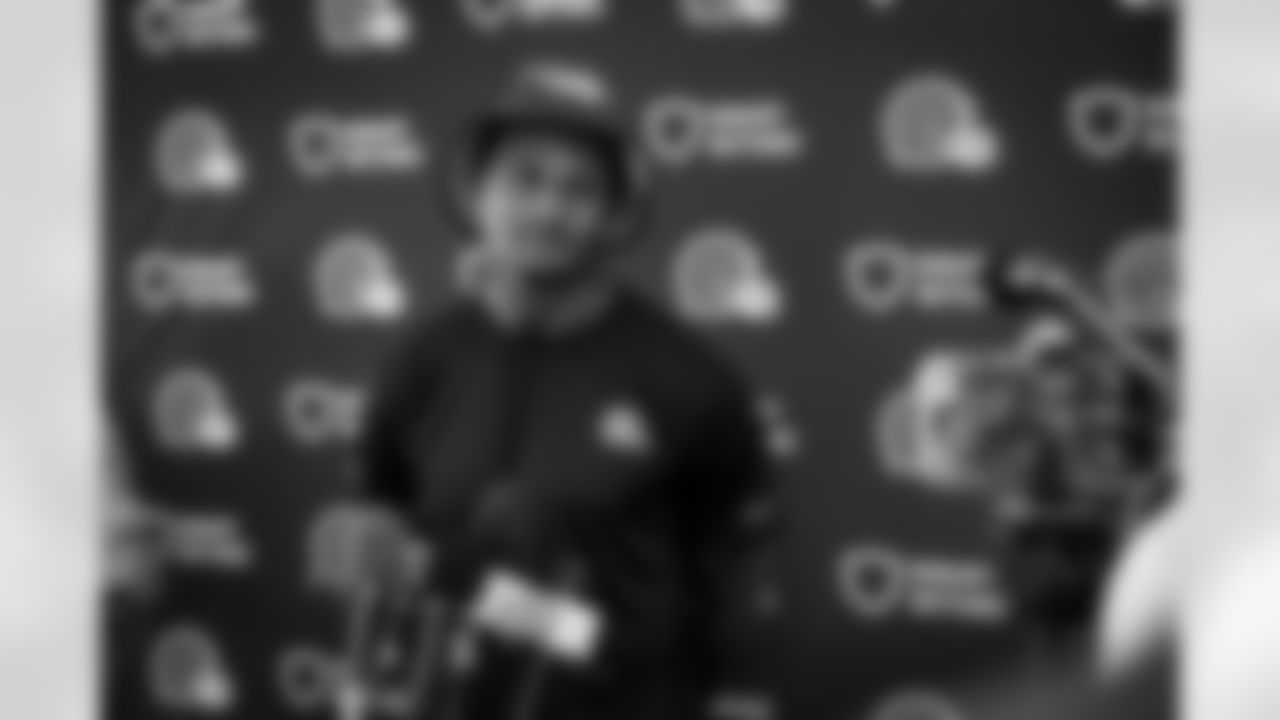 Quarterback Deshaun Watson (4) speaks to the media after Phase II Fieldwork at The Greenbrier on July 23, 2023.