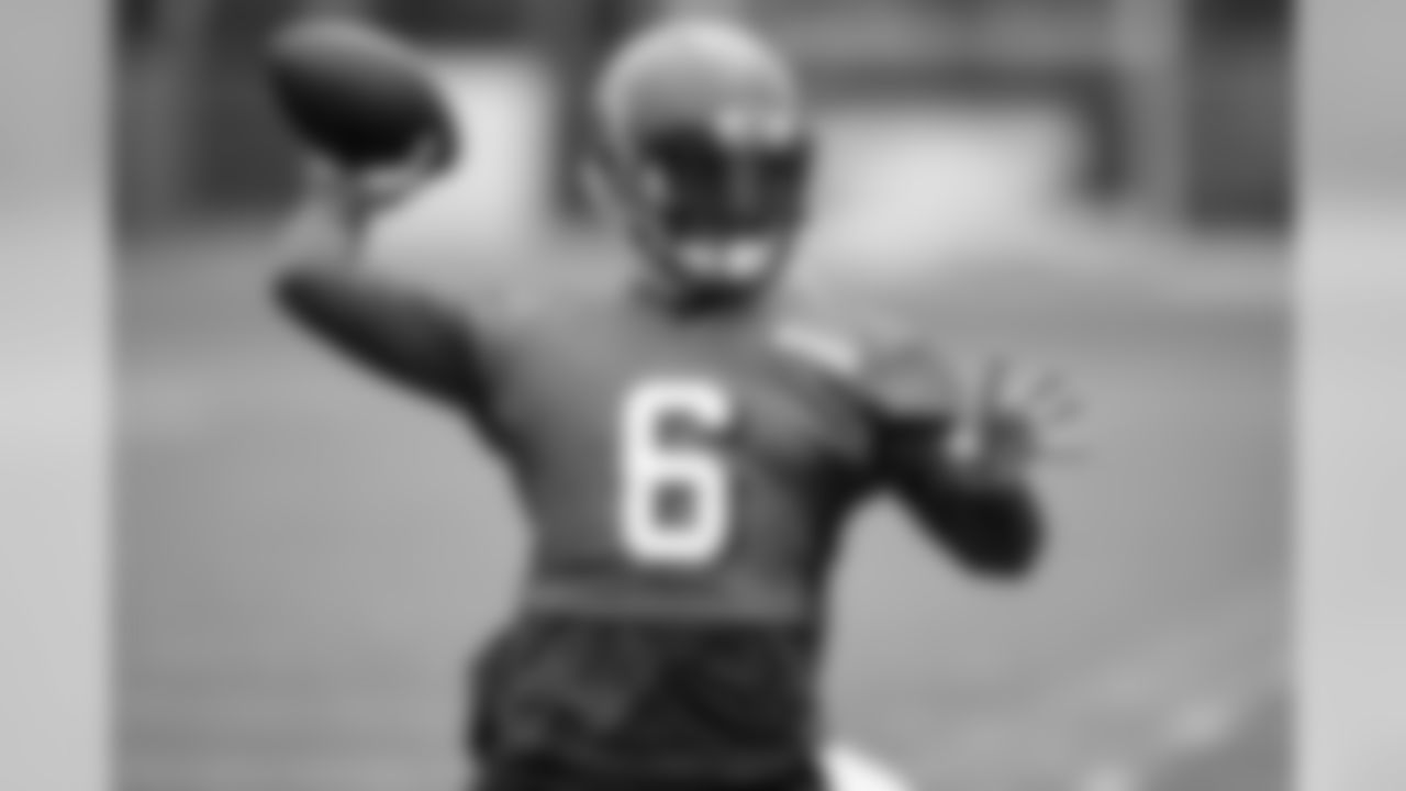 Quarterback Baker Mayfield (6) during the first day of minicamp on June 4, 2019.