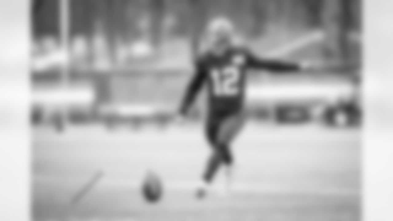 Kicker Chris Blewitt (12) during practice on December 30, 2021.