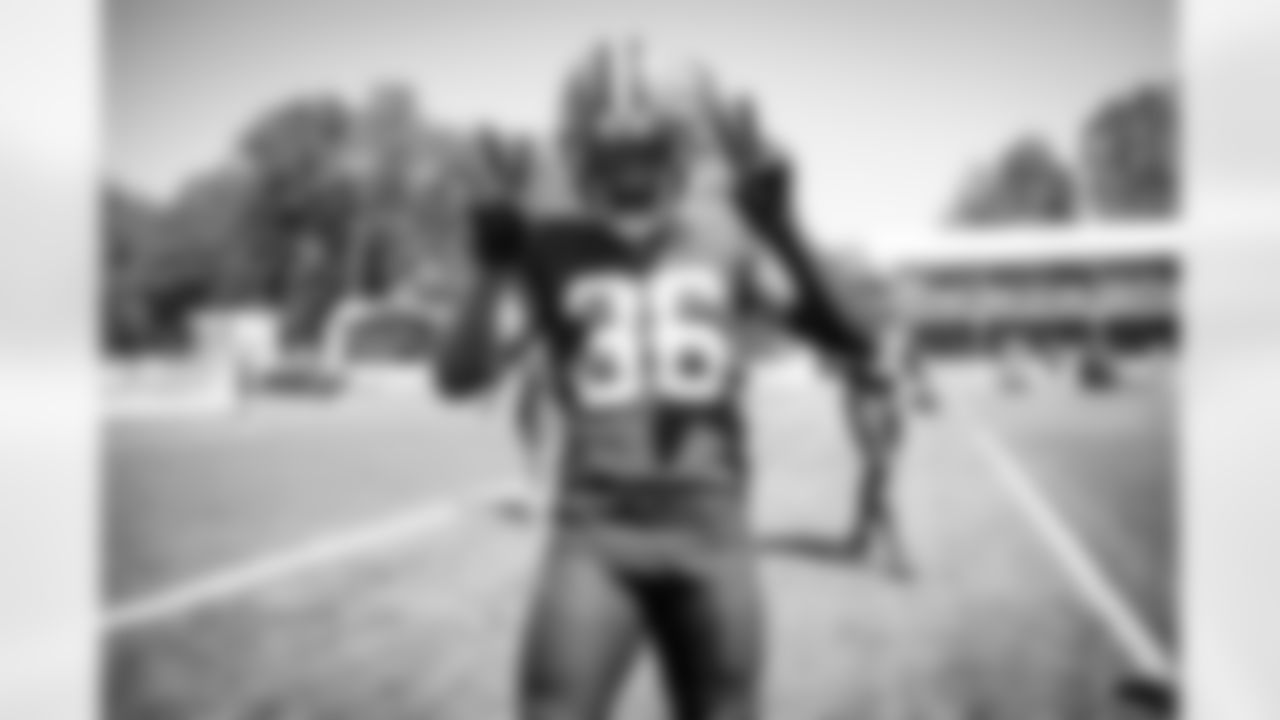Cornerback M.J. Stewart Jr. (36) during the seventh day of training camp on August 4, 2021.