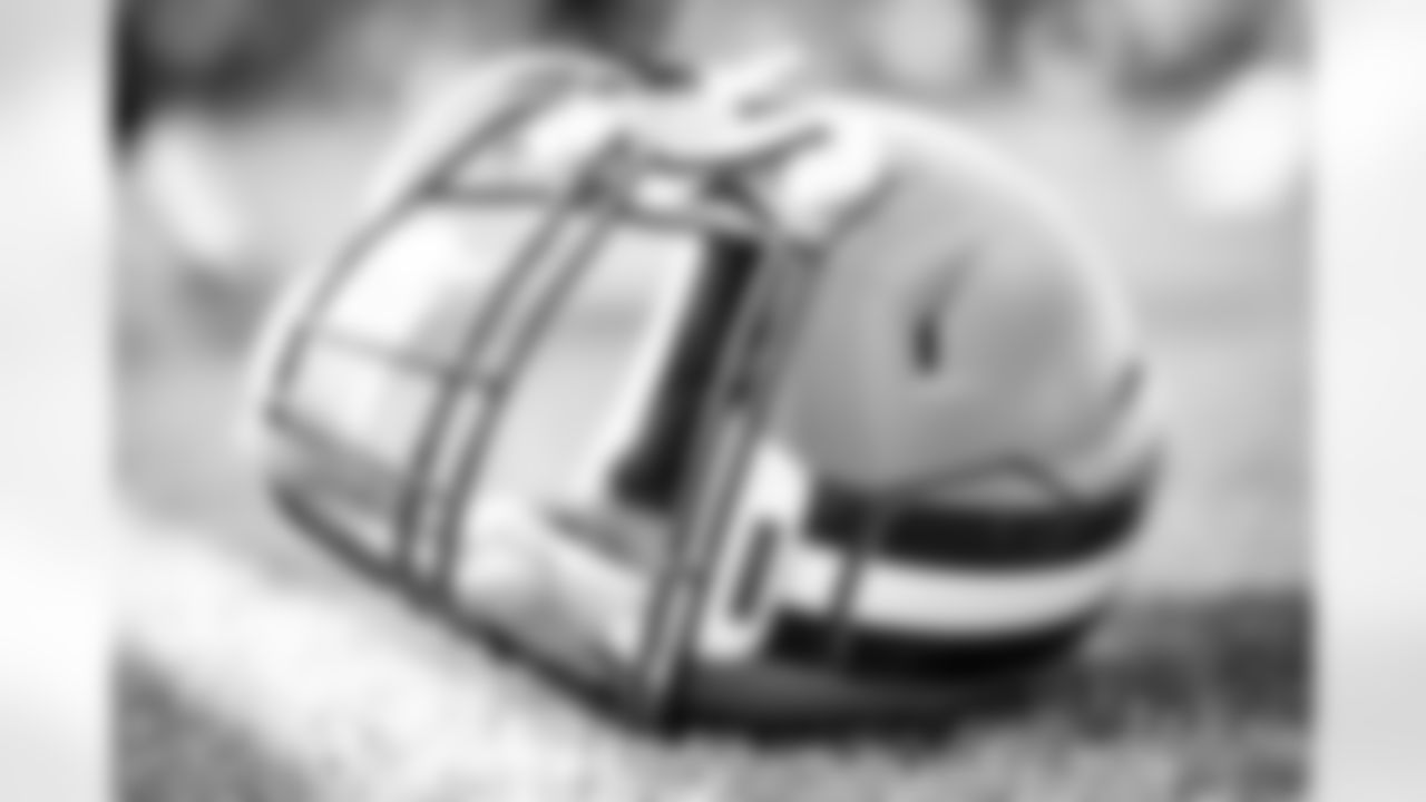 A helmet during practice on November 3, 2021.