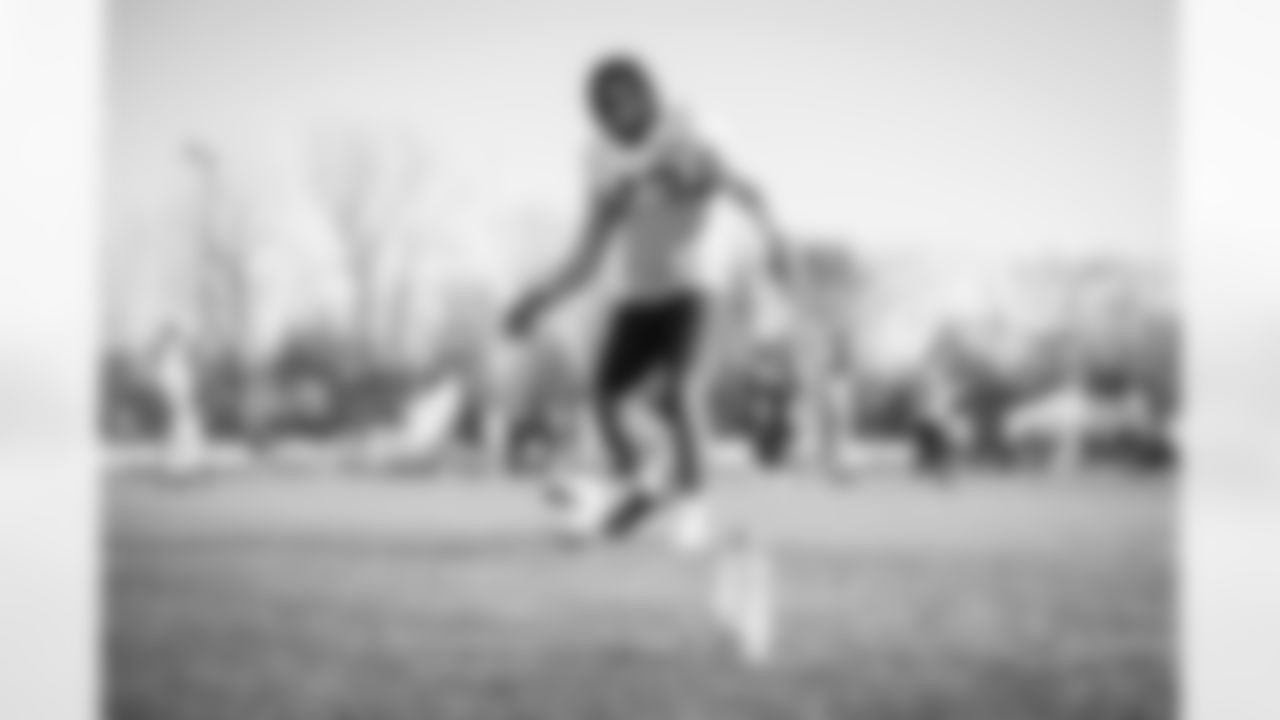 Safety John Johnson III (43) plays soccer after practice at CrossCountry Mortgage Campus on November 23, 2022.